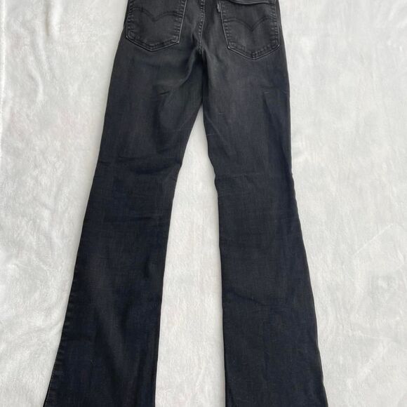 Levi's 725 High Rise Bootcut Jeans Women's 26 Black Dark Wash Western Flare VTG - Picture 3 of 3
